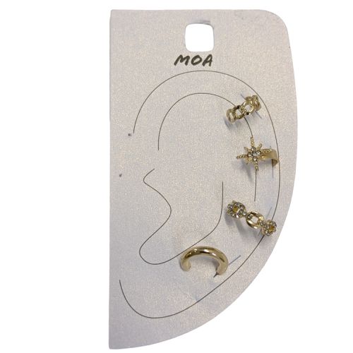 Lot neuf de 4 petites boucles bijoux d'oreilles en mtal et strass cristal - moa - Modalova