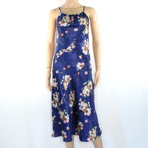 Robe Longue Bleue Satine Fleurie Taille Estime L - non renseigne - Modalova