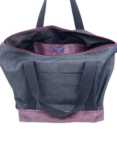 SAC WEEK-END DENIM & CUIR VIOLET - Label Emmaus - Modalova