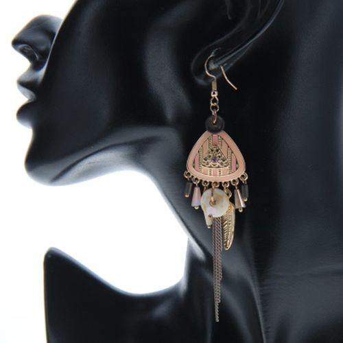 Boucles d'oreilles poudre perles et plumes - Label Emmaus - Modalova