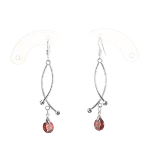 Boucles d'oreilles  pendentifs strass rouges - Label Emmaus - Modalova