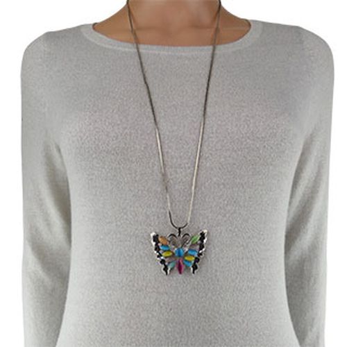 Collier sautoir avec pendentif papillon - Label Emmaus - Modalova