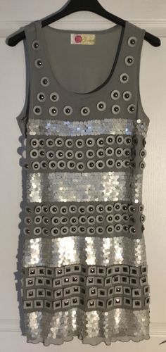 Robe de soirée grise et argent à sequins et rivets de la marque "Luguan" - Taille estimée 38 - Label Emmaus - Modalova