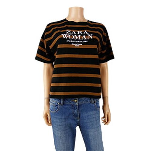 T-shirt  rayures marron - taille S - zara - Modalova