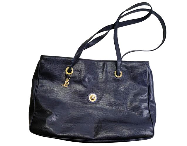 Sac  main bleu marine faon croco avec fermeture zippe - sylvain lefebvre - Modalova
