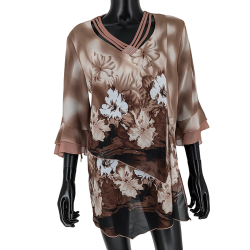 Blouse fluide T.44 imprim fleurs - blouse - Modalova