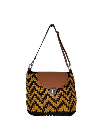 Sac tricot jaune et marron - Label Emmaus - Modalova