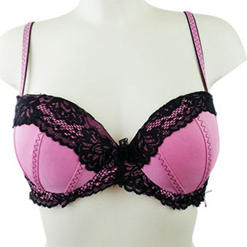 Soutien gorge rose et noir avec armatures  dentelle fleurs - 95B - Label Emmaus - Modalova