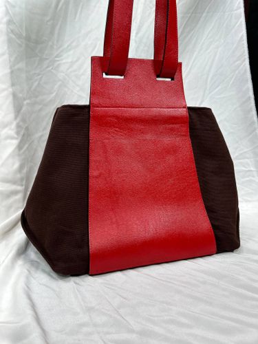 PIECE UNIQUE : Sac format cabas en cuir recycl et coton - jeu de matires - Modalova