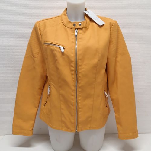 Blouson en simili cuir jaune moutard, taille 38 - Label Emmaus - Modalova