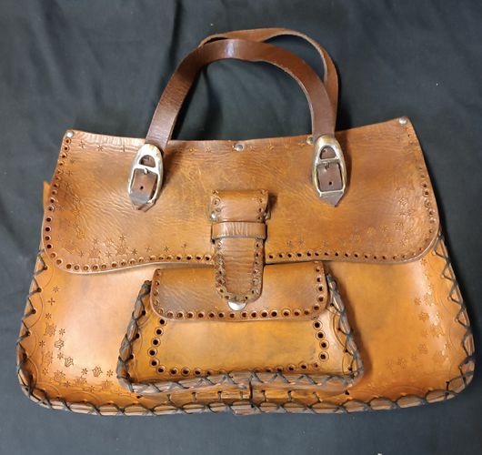 Sac  main vintage en cuir rigide - Label Emmaus - Modalova