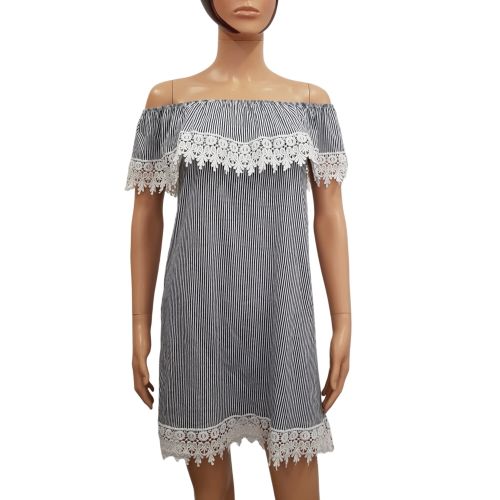 Tunique robe plage T S  rayures et dentelles guipure - non prcis - Modalova