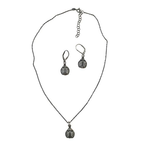 Collier et boucles d'oreilles coccinelle en argent 925 - Label Emmaus - Modalova