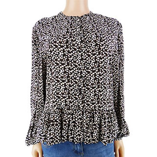 Blouse manches longues motif feuilles , beige et noire -- - T. M - mango - Modalova