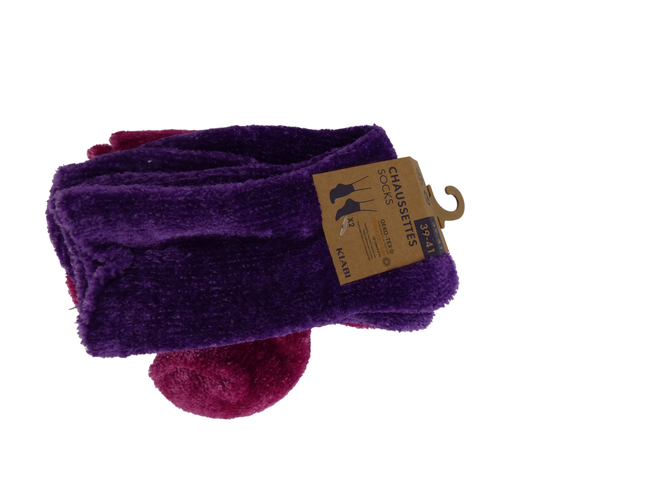 Lot de deux paires de chaussettes extra-douces roses et violettes T39-41 - kiabi - Modalova