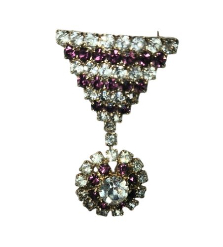 Broche en pierres violettes et blanches - Label Emmaus - Modalova