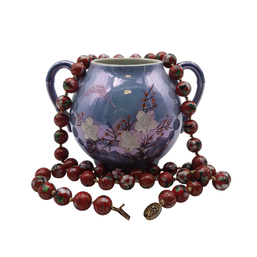 Collier de perle maill cloisonn chinois des annes 1970, maill  la main, motif Floral - Label Emmaus - Modalova