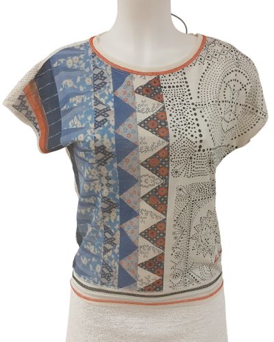 T-shirt imprimé patchwork et dos en maille ajourée – Taille S - Desigual - Modalova