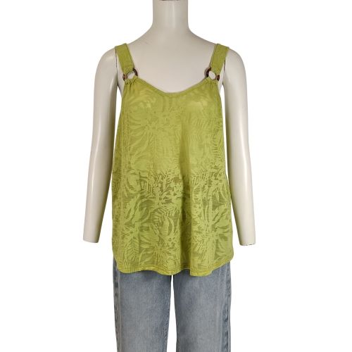 Top CMT Collection jaune anis jacquard bretelles taille 38 A3752 - Label Emmaus - Modalova