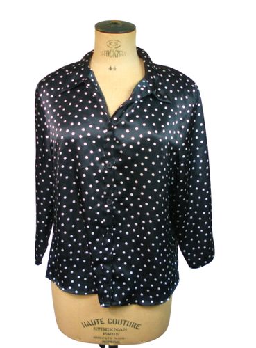 Chemisier Vintage Sarah B, motifs  pois blancs sur fond noir, taille 46 - sarah b. - Modalova