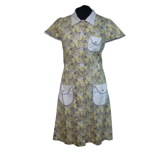 Robe GOOD ADVICE, fleurs et feuilles sur fond , style vintage, taille 38 - Label Emmaus - Modalova
