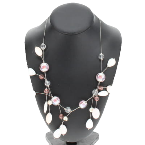 Collier  perles roses - femme - Label Emmaus - Modalova