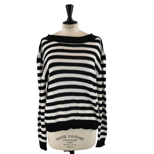 Pull tricot  rayure blanc & noir TM (estime) - Label Emmaus - Modalova