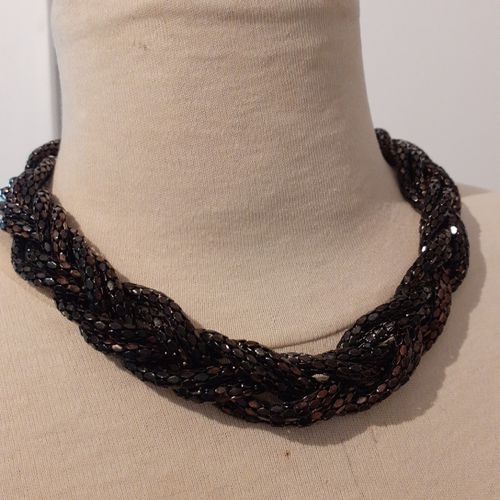 Collier tress en perles noires - Label Emmaus - Modalova