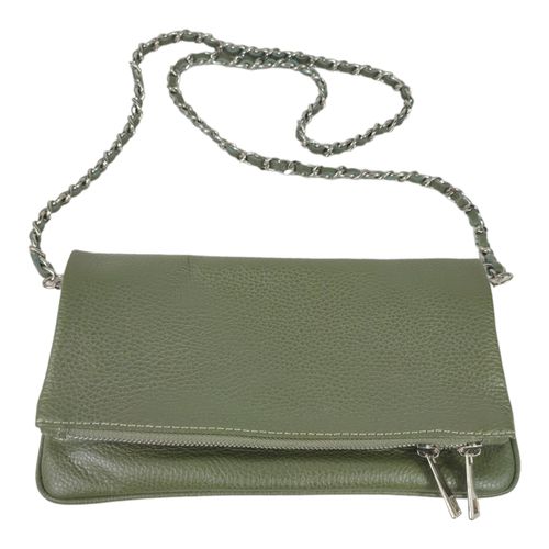 Pochette bandoulire sac  main de en cuir vritable vert fonc - Label Emmaus - Modalova