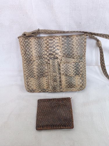 Sac  main et portefeuille en peau de serpent vintage - Label Emmaus - Modalova