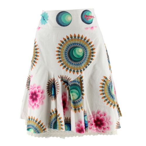 Jupe blanche imprime fleurs - taille 40 - desigual - Modalova