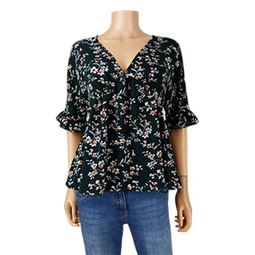 Blouse kaki imprime "fleurs" - taille 36 - shein - Modalova