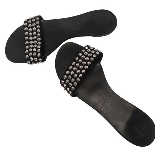 Mules cloutes en cuir - giuseppe zanotti - Modalova