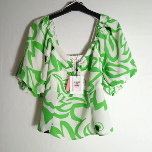 Top / blouse tropical vert  manches boufantes - taille 38 - naf naf paris - Modalova