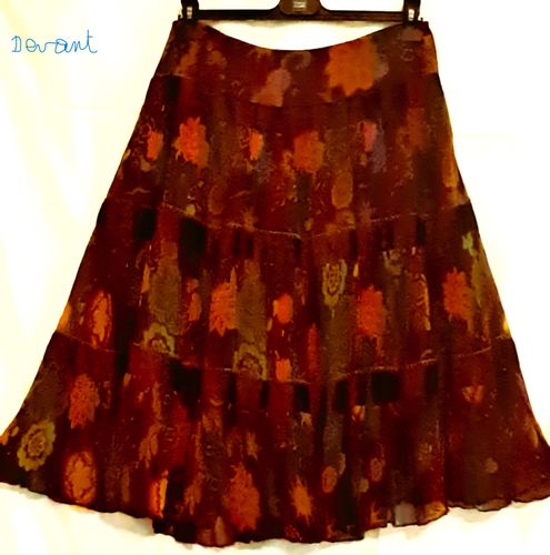 Jupe viscose  fleurs couleurs vives sur fond noir Ren Dehry TM - ren dhry - Modalova