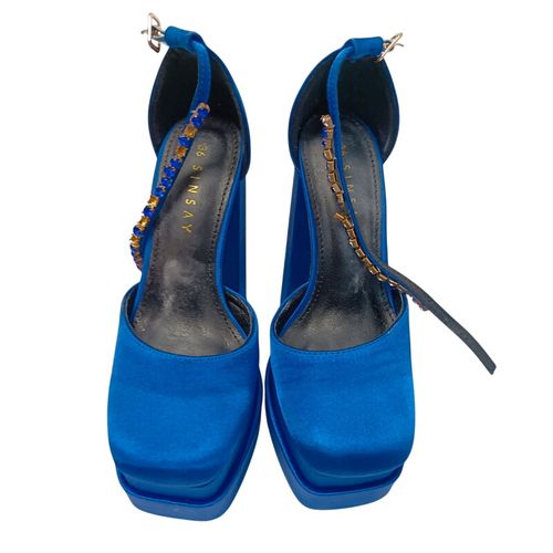 Escarpins plateforme satin lectrique talon haut bijou cheville 36 - stradivarius - Modalova