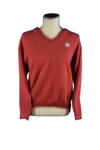 Pull Lacoste de couleur rouge col en V, taille M - Label Emmaus - Modalova