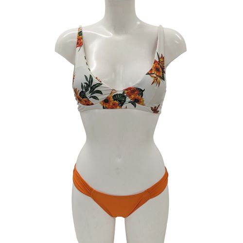 Maillot de bain T S Bikini 2 pices Top imprim floral et slip uni - zaful - Modalova