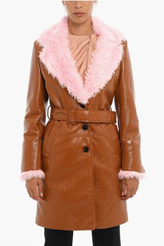 Vegan Leather Coat With Faux-fur Details size 40 - MSGM - Modalova