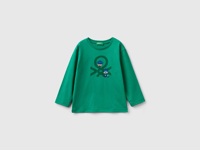 Benetton, T-shirt Manica Lunga In Cotone Bio, taglia 98, Verde, Bambini - United Colors of Benetton - Modalova