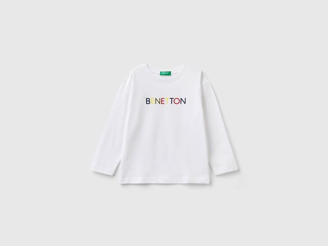 Benetton, T-shirt Manica Lunga In Cotone Bio, taglia 98, Bianco, Bambini - United Colors of Benetton - Modalova