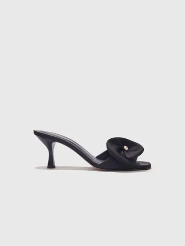 Mule En Textile Avec Fleur Satinée - Maje - Modalova