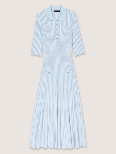 Robe Midi En Maille Côtelée - Bleu - Maje - Modalova