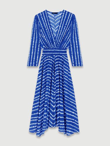 Robe Longue Asymétrique - Imprimé Tie Dye Goutte Bleu - Maje - Modalova