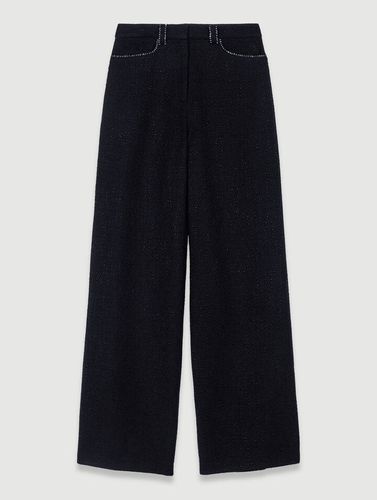 Pantalon Large En Tweed - Noir - Maje - Modalova