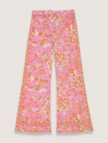 Pantalon En Lin Imprimé - Orange - Maje - Modalova