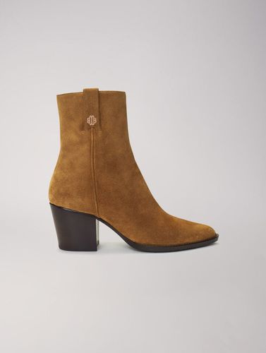 Bottines Santiags En Cuir Suède - Marron - Maje - Modalova