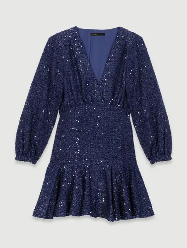 Robe Courte À Sequins - Bleu - Maje - Modalova