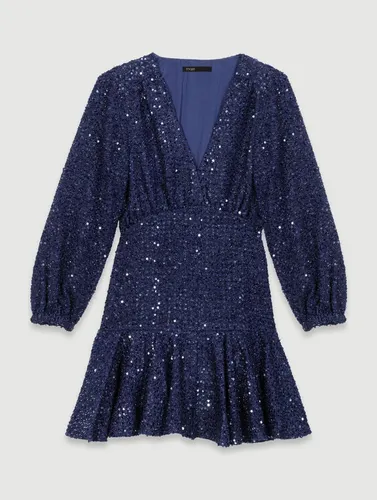 Robe Courte À Sequins - Robe de soirée - Bleu - Maje - Modalova