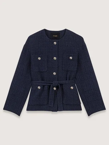 Veste 4 Poches En Tweed - Bleu - Maje - Modalova